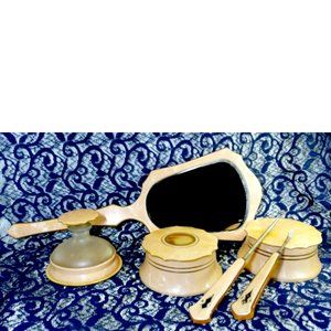 PINK PEARLOID CELLULOID VANITY SET